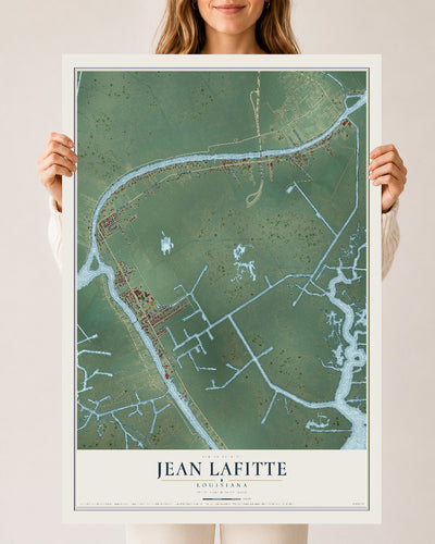 Map of Jean Lafitte, Louisiana, 24 x 36 inch unframed archival matte print