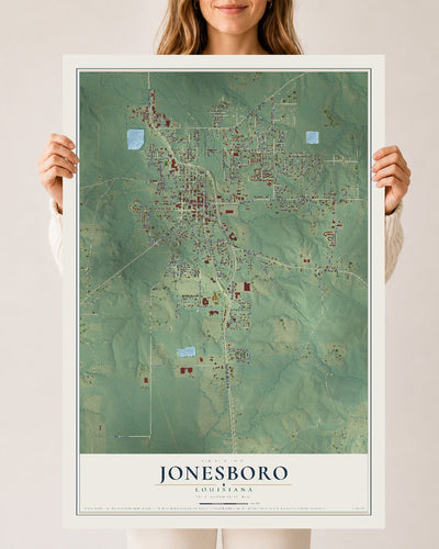 Map of Jonesboro, Louisiana, 24 x 36 inch unframed archival matte print