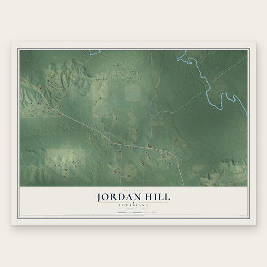 Jordan Hill, Louisiana map print, the full design
