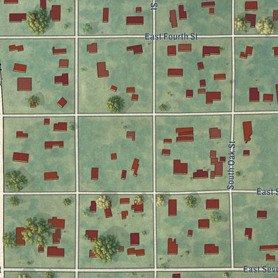 Close-up of the map of Junction City, Louisiana print showing street and building detail