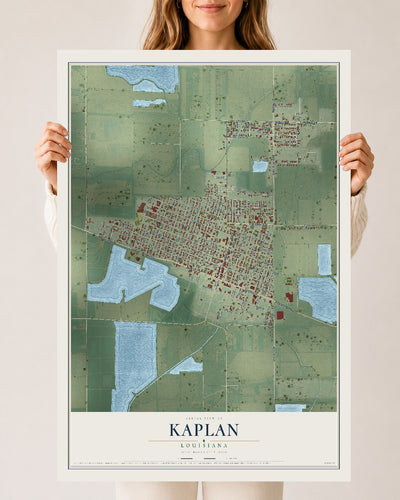 Map of Kaplan, Louisiana, 24 x 36 inch unframed archival matte print