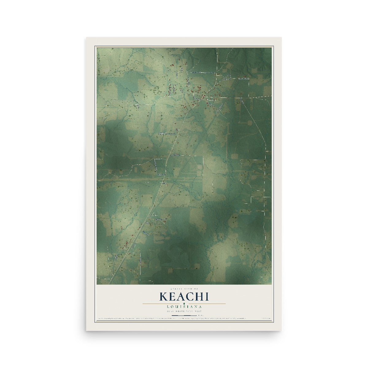 Map of Keachi, Louisiana, 12 x 18 inch unframed archival matte print