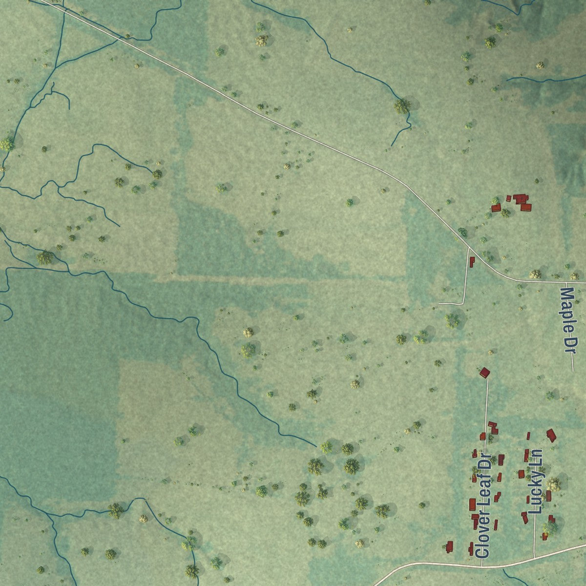 Close-up of the map of Keachi, Louisiana print showing street and building detail