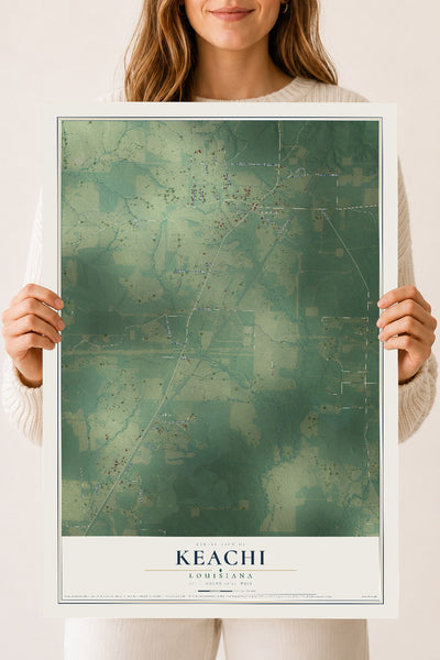 Map of Keachi, Louisiana, 18 x 24 inch unframed archival matte print