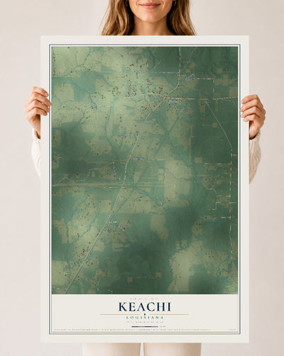 Map of Keachi, Louisiana, 24 x 36 inch unframed archival matte print