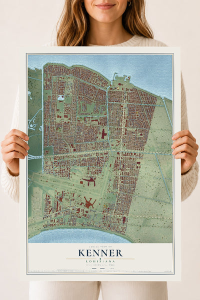 Map of Kenner, Louisiana, 18 x 24 inch unframed archival matte print