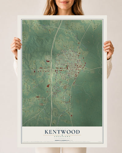 Map of Kentwood, Louisiana, 24 x 36 inch unframed archival matte print