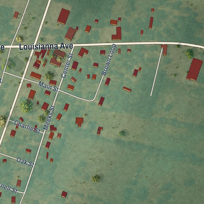 Second close-up of the map of Kilbourne, Louisiana print showing more streets and buildings