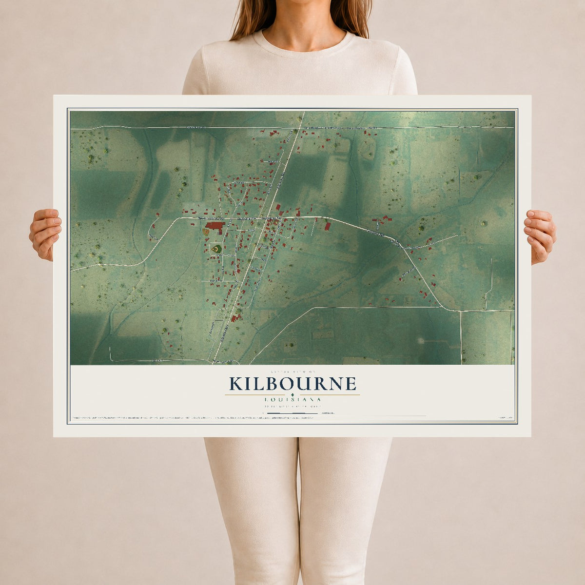 Map of Kilbourne, Louisiana, 24 x 36 inch unframed archival matte print