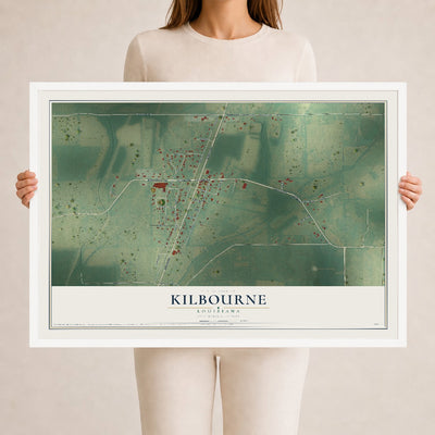 Map of Kilbourne, Louisiana, 24 x 36 inch print in a white wood frame