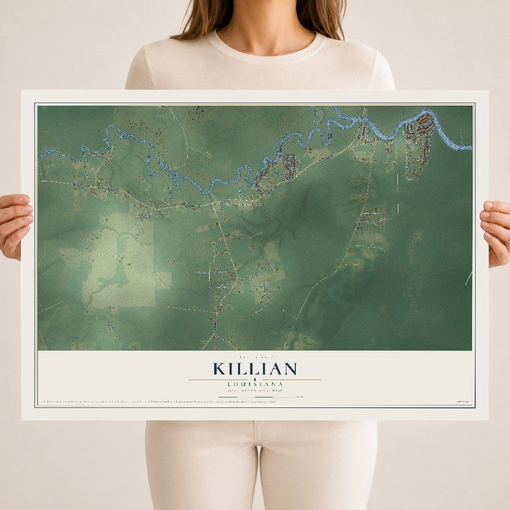 Map of Killian, Louisiana, 18 x 24 inch unframed archival matte print