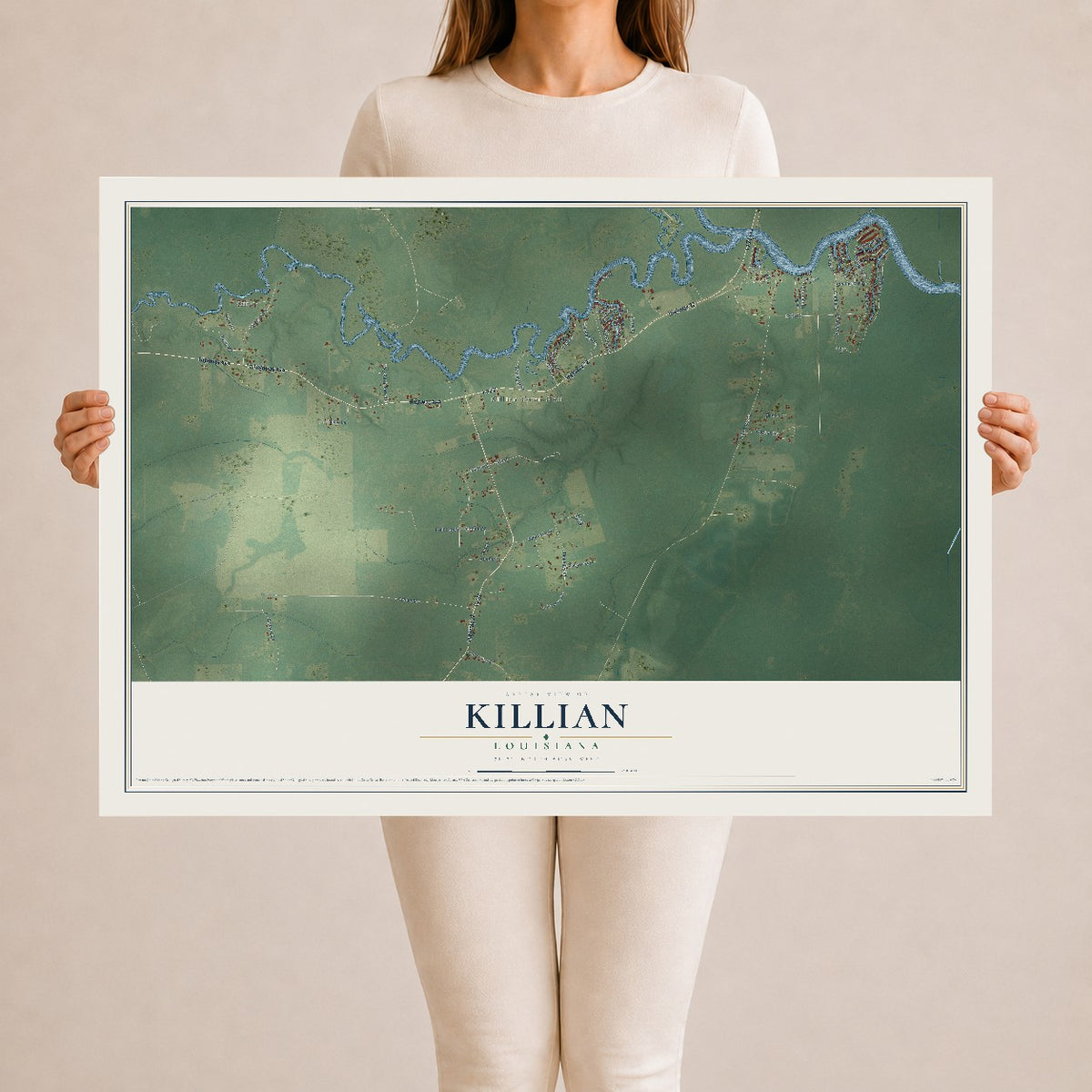 Map of Killian, Louisiana, 24 x 36 inch unframed archival matte print