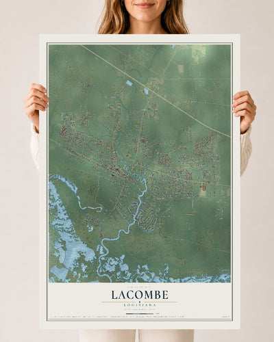 Map of Lacombe, Louisiana, 24 x 36 inch unframed archival matte print