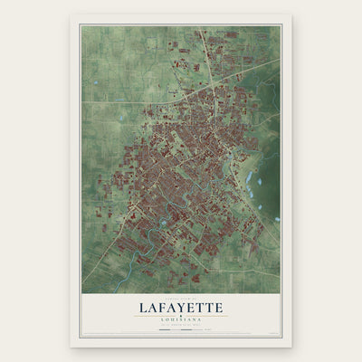 Lafayette, Louisiana map print, the full design