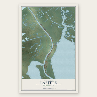 Lafitte, Louisiana map print, the full design