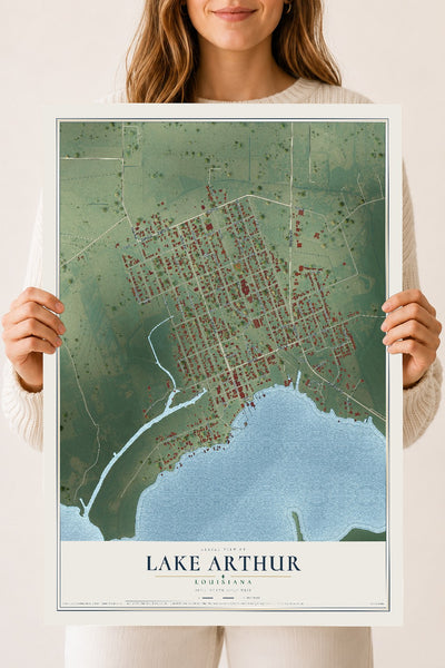 Map of Lake Arthur, Louisiana, 18 x 24 inch unframed archival matte print