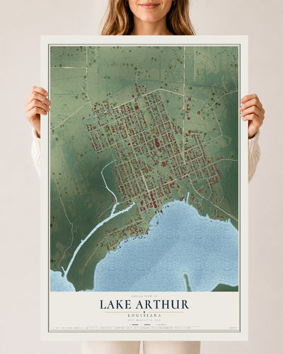 Map of Lake Arthur, Louisiana, 24 x 36 inch unframed archival matte print