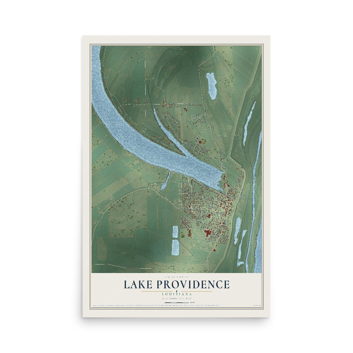 Map of Lake Providence, Louisiana, 12 x 18 inch unframed archival matte print