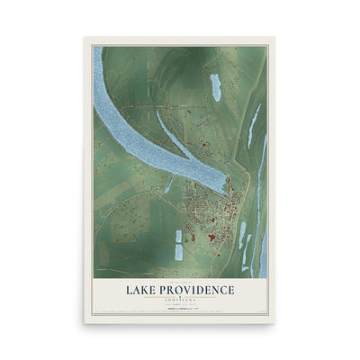 Map of Lake Providence, Louisiana, 12 x 18 inch unframed archival matte print