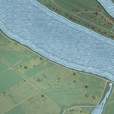 Second close-up of the map of Lake Providence, Louisiana print showing more streets and buildings