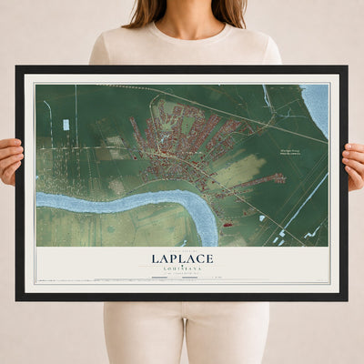 Map of Laplace, Louisiana, 18 x 24 inch print in a black wood frame