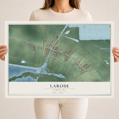 Map of Larose, Louisiana, 18 x 24 inch unframed archival matte print