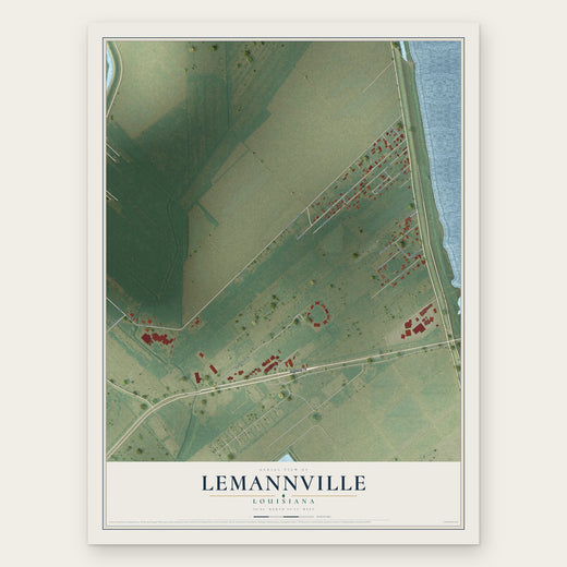 Lemannville, Louisiana map print, the full design