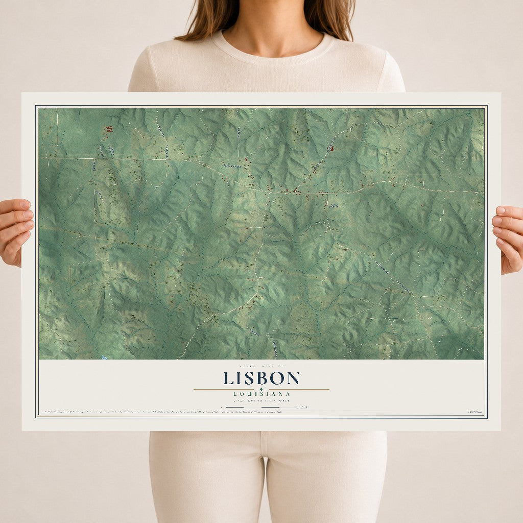Map of Lisbon, Louisiana, 18 x 24 inch unframed archival matte print