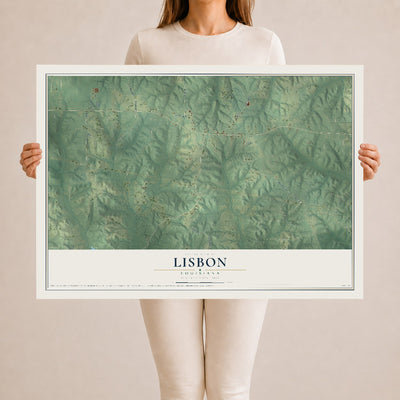 Map of Lisbon, Louisiana, 24 x 36 inch unframed archival matte print