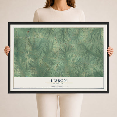 Map of Lisbon, Louisiana, 24 x 36 inch print in a black wood frame