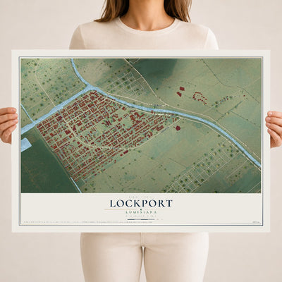Map of Lockport, Louisiana, 18 x 24 inch unframed archival matte print