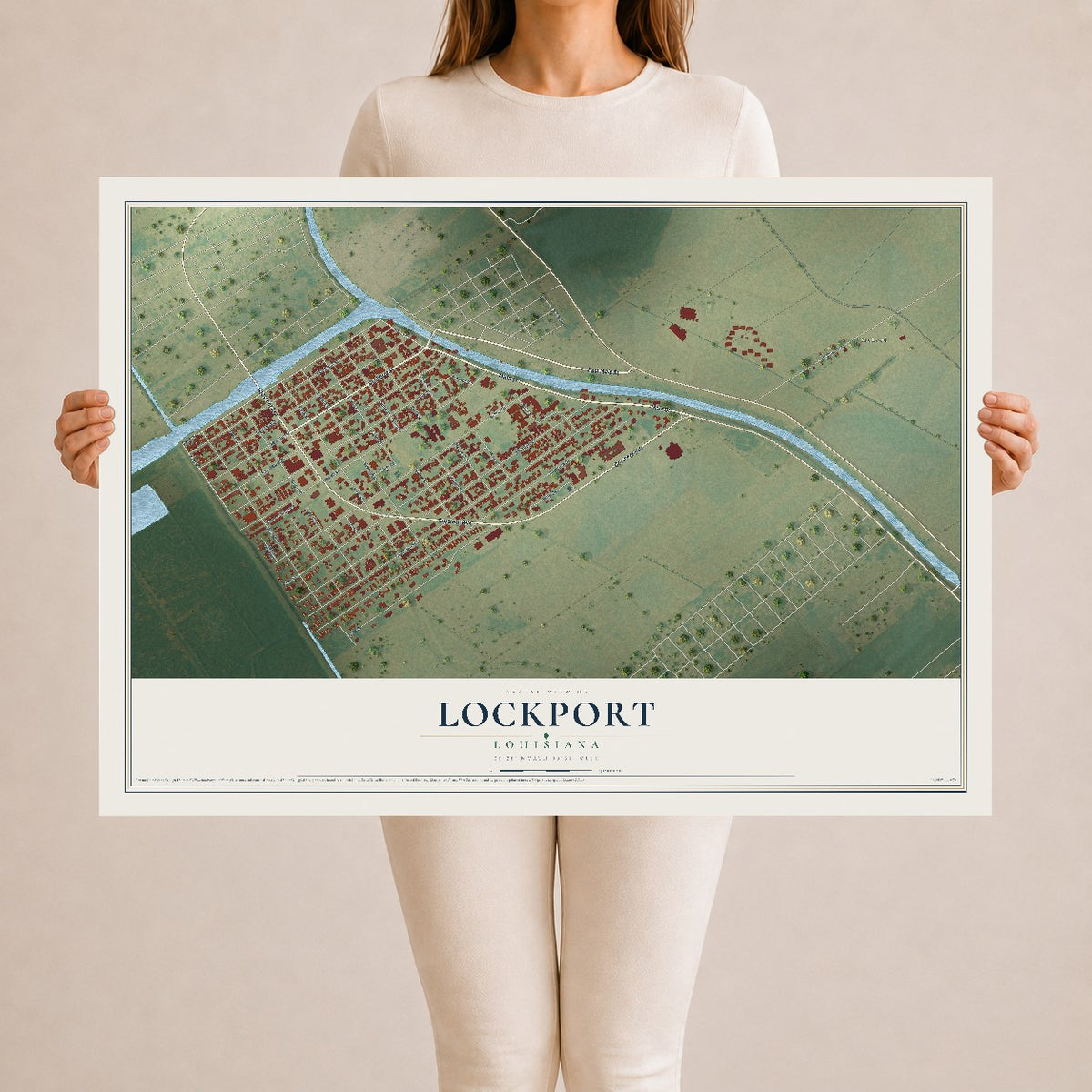 Map of Lockport, Louisiana, 24 x 36 inch unframed archival matte print