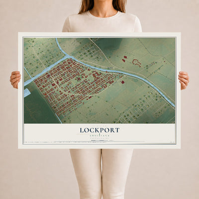 Map of Lockport, Louisiana, 24 x 36 inch unframed archival matte print