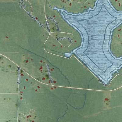 Close-up of the map of Longville, Louisiana print showing street and building detail