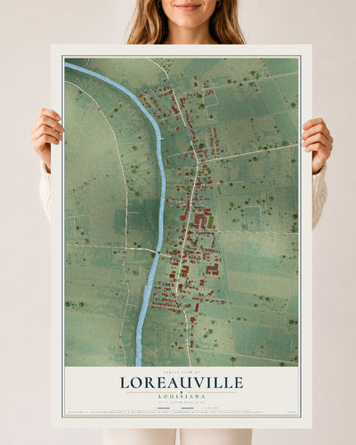 Map of Loreauville, Louisiana, 24 x 36 inch unframed archival matte print