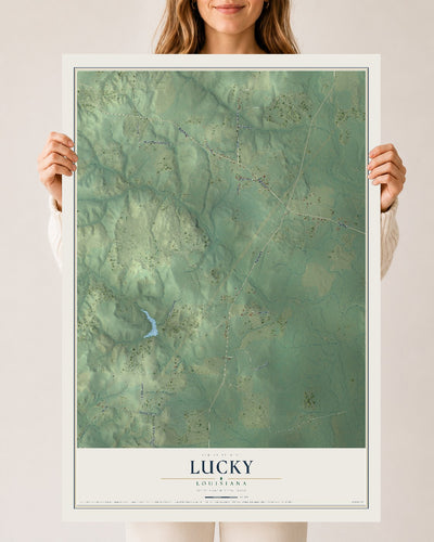 Map of Lucky, Louisiana, 24 x 36 inch unframed archival matte print