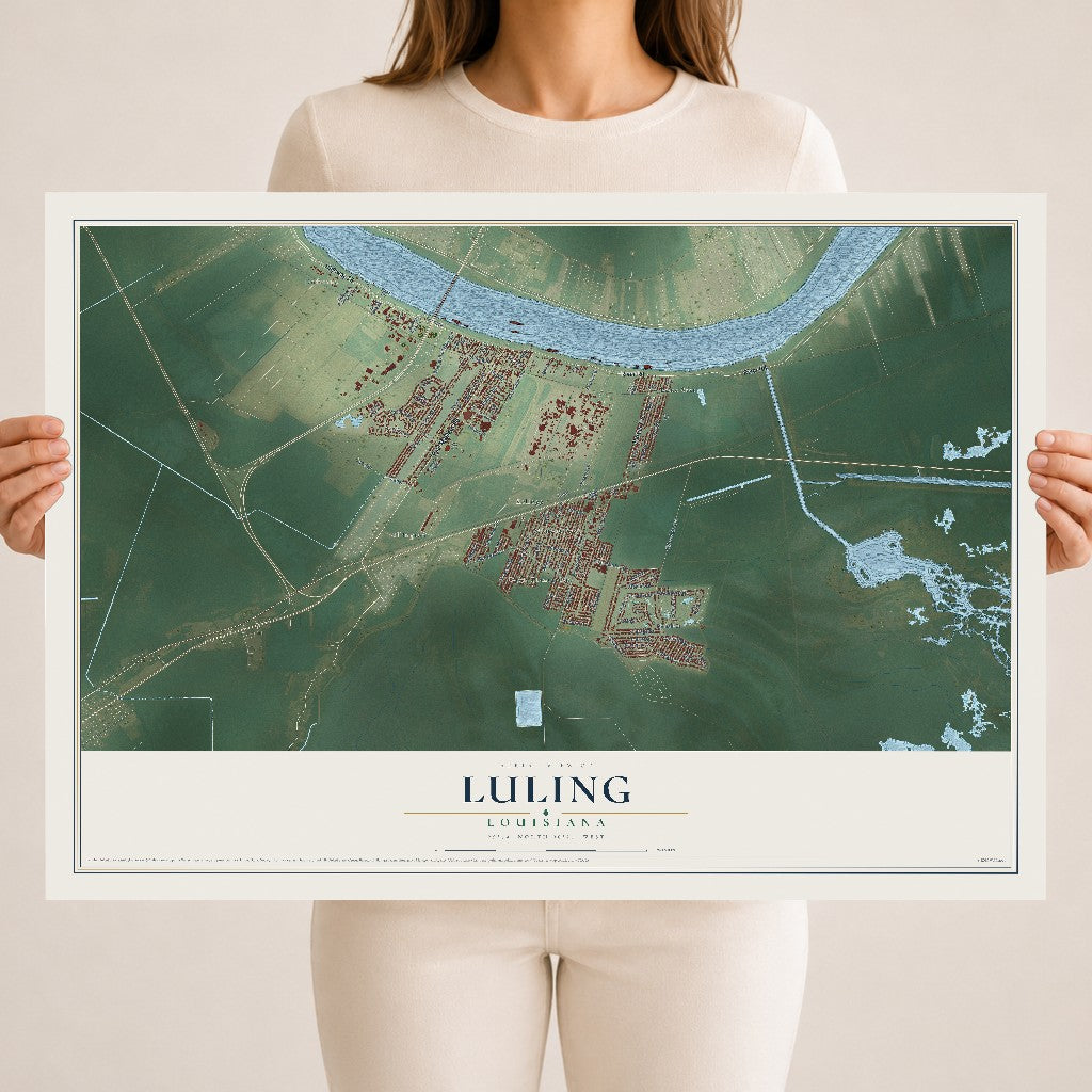 Map of Luling, Louisiana, 18 x 24 inch unframed archival matte print