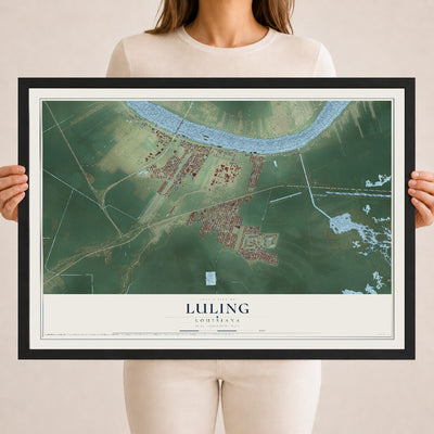 Map of Luling, Louisiana, 18 x 24 inch print in a black wood frame