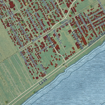 Close-up of the map of Lutcher, Louisiana print showing street and building detail