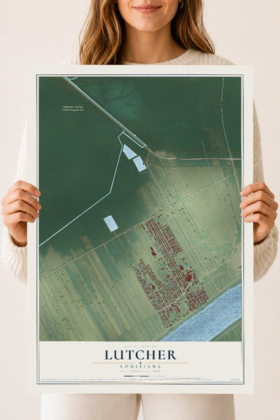 Map of Lutcher, Louisiana, 18 x 24 inch unframed archival matte print
