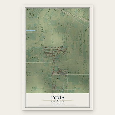 Lydia, Louisiana map print, the full design