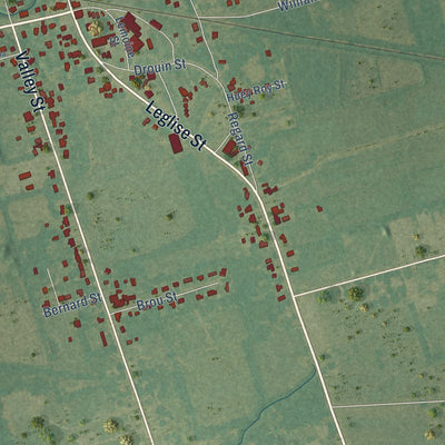 Second close-up of the map of Mansura, Louisiana print showing more streets and buildings