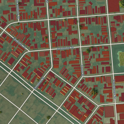 Second close-up of the map of Marigny, Louisiana print showing more streets and buildings