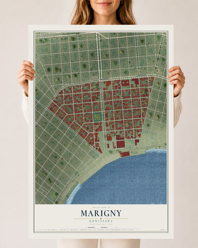 Map of Marigny, Louisiana, 24 x 36 inch unframed archival matte print