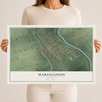 Map of Maringouin, Louisiana, 12 x 18 inch unframed archival matte print