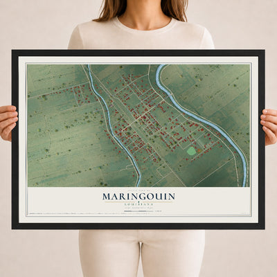 Map of Maringouin, Louisiana, 18 x 24 inch print in a black wood frame