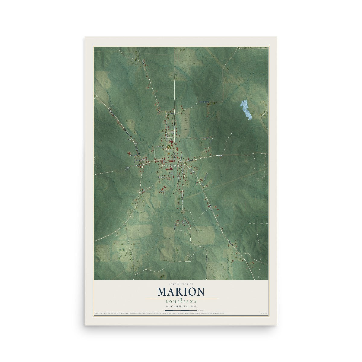 Map of Marion, Louisiana, 12 x 18 inch unframed archival matte print