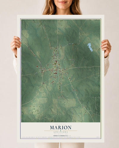 Map of Marion, Louisiana, 24 x 36 inch unframed archival matte print