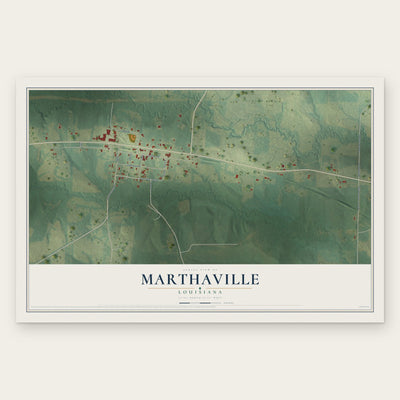 Marthaville, Louisiana map print, the full design