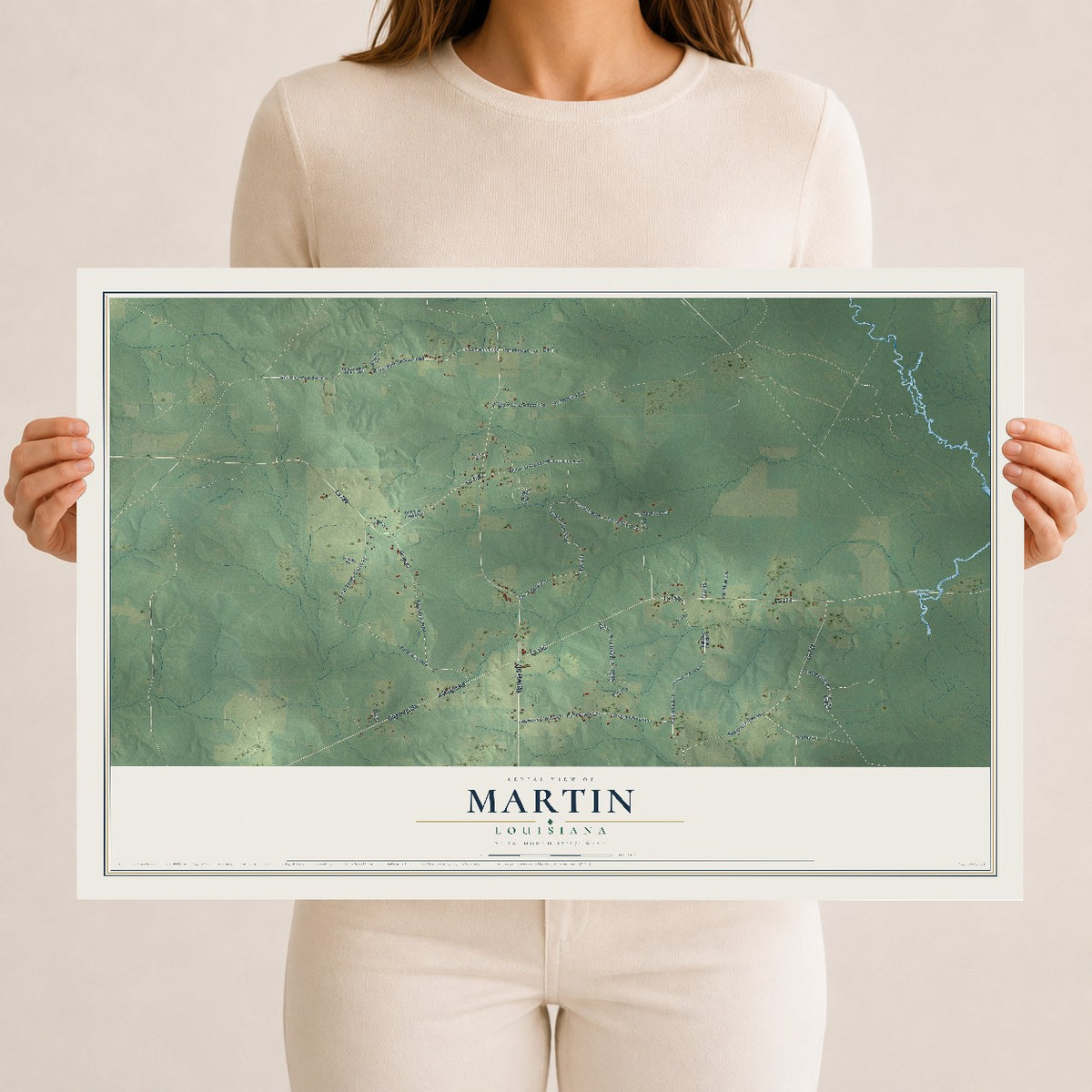 Map of Martin, Louisiana, 12 x 18 inch unframed archival matte print